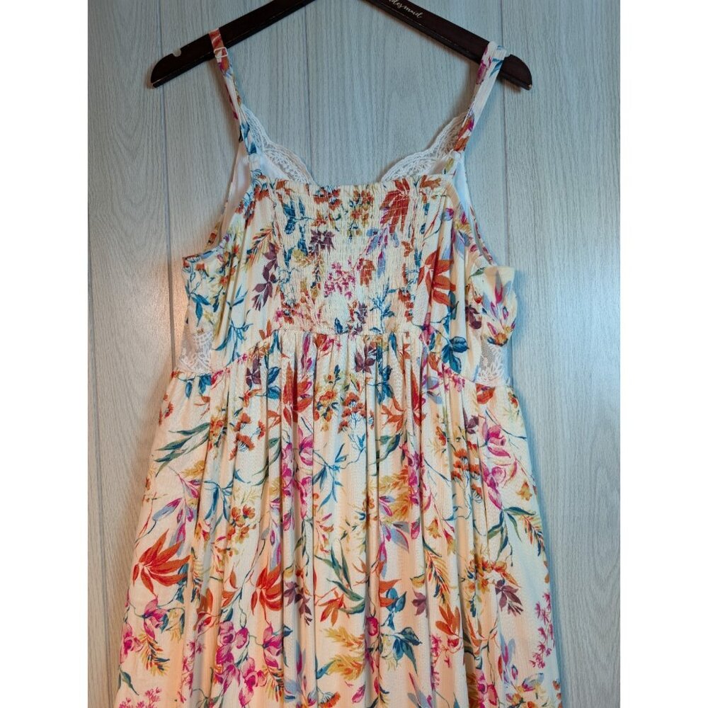 Torrid Dress Womens 1 1X Ivory Floral Lace Inset Maxi Sleeveless Pockets Boho - Picture 5 of 9